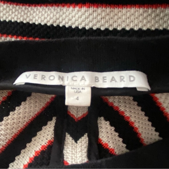 VERONICA BEARD Black Red White Striped Sweater Sz 4 - Picture 6 of 6